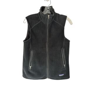 Patagonia Black Gorpcore High Neck Synchilla‎ Fleece Zip Up Vest Size Medium